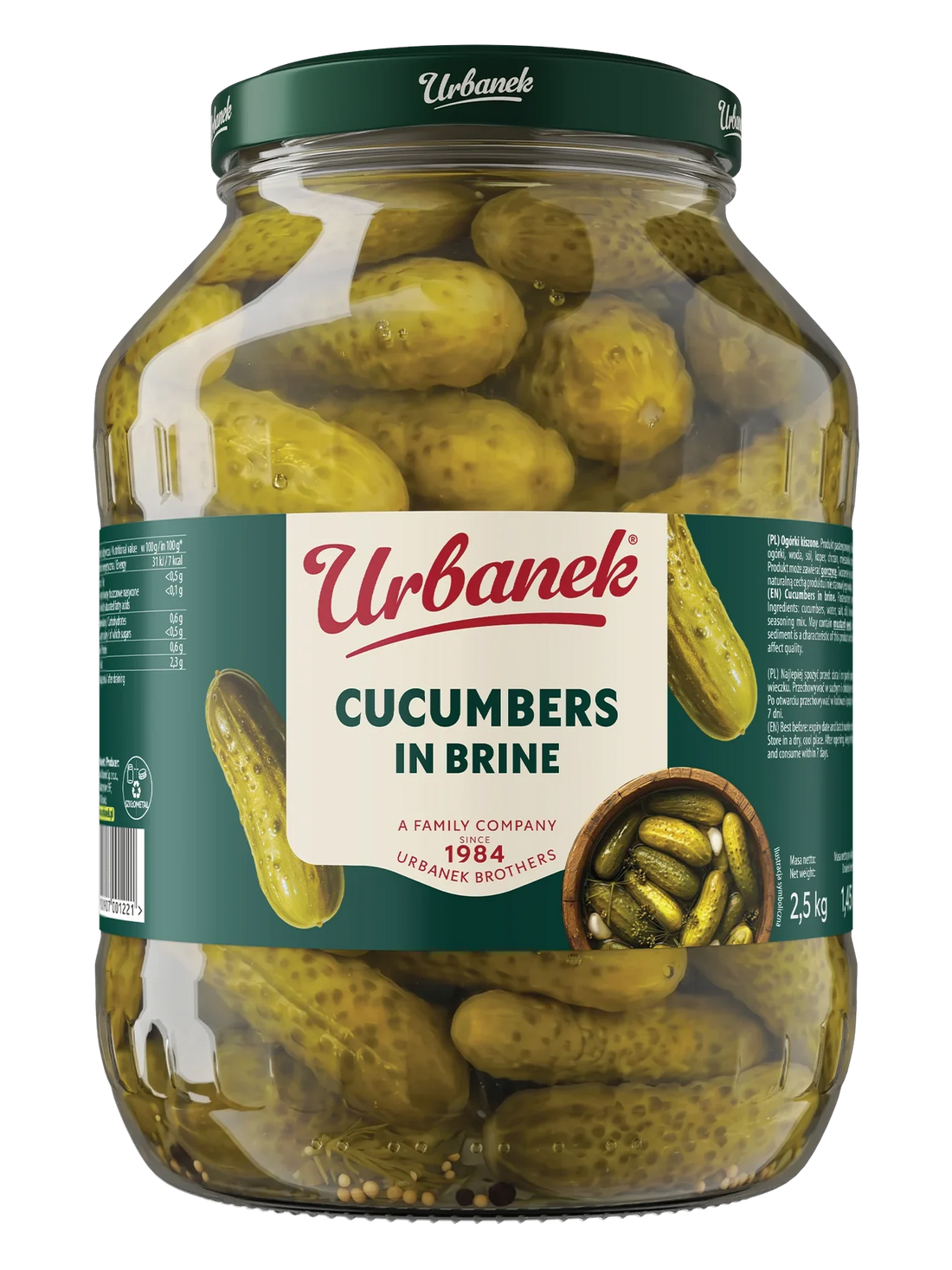 Urbanek Cucumbers in brine 2500 g, foodservice