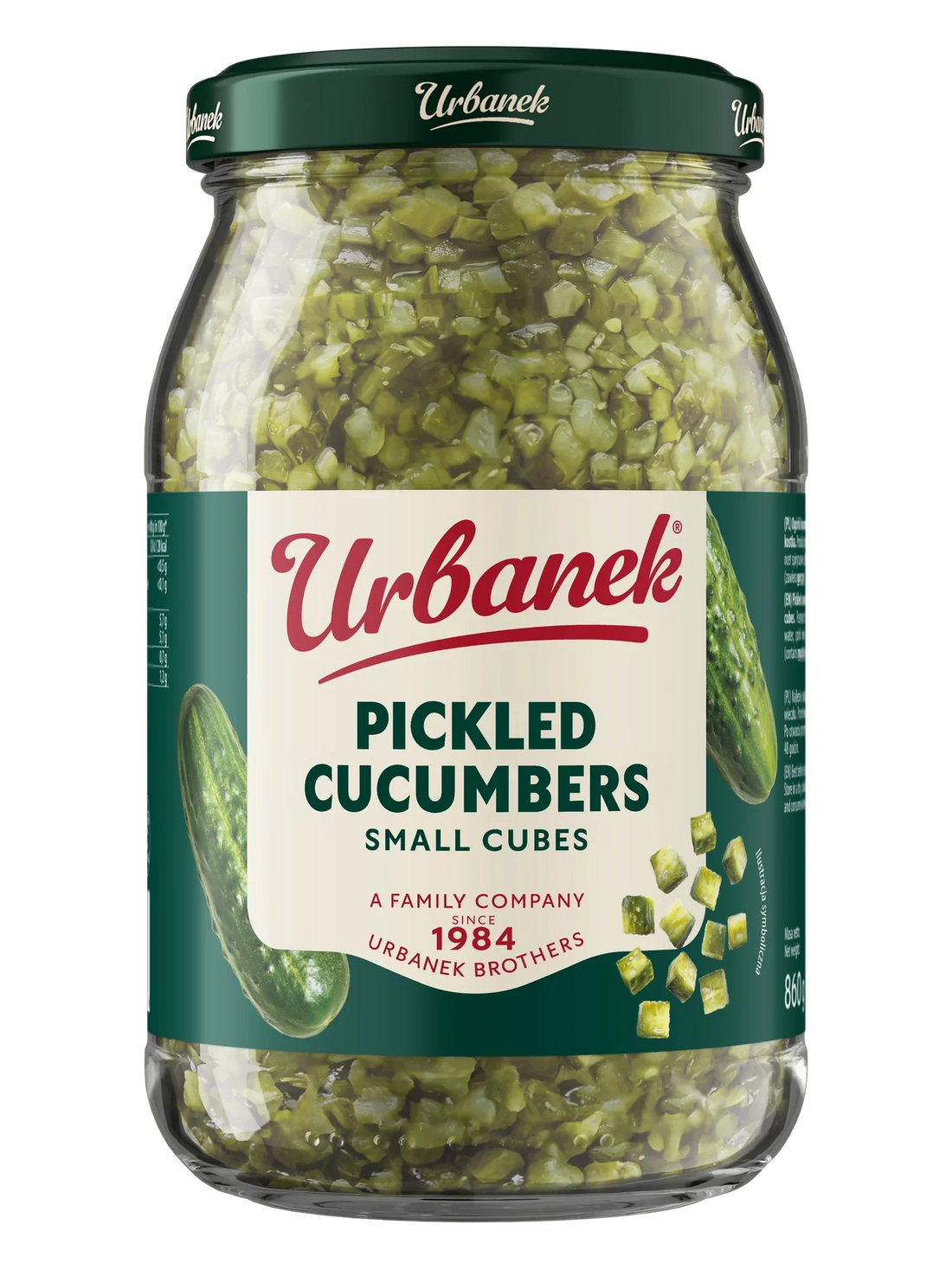 Urbanek Pickled cucumbers small cubes 860 g, foodservice