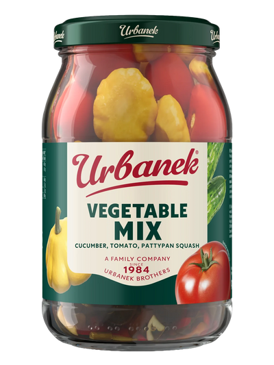 Vegetable mix: cucumber, tomato, pattypan squash