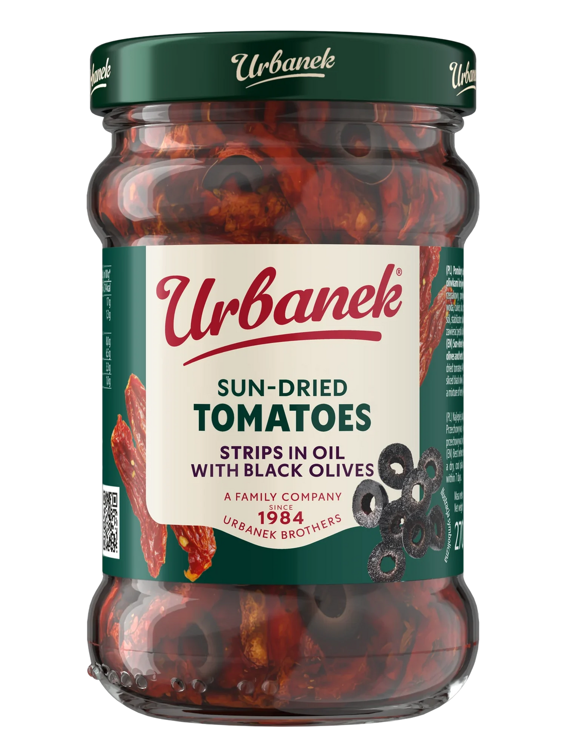 Urbanek Sun-dried tomatoes strips in oil with black olives 270 g