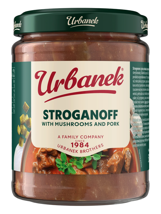 Stroganoff with mushrooms and pork