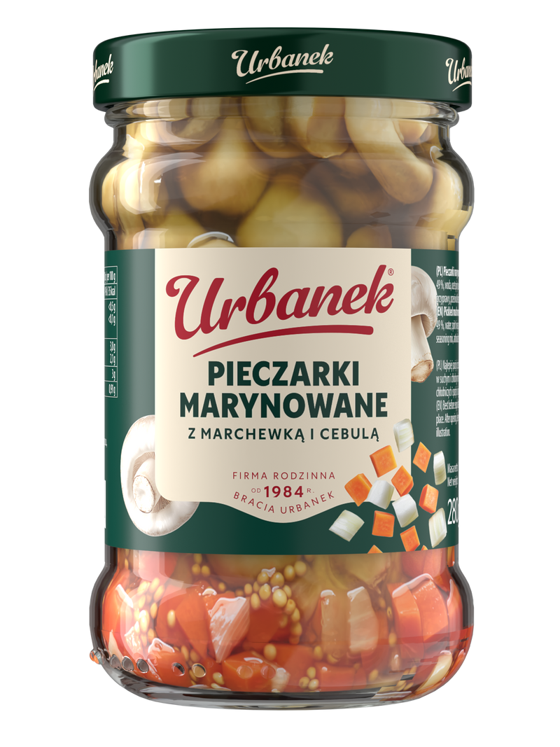 Pieczarki marynowane z marchewką i cebulą