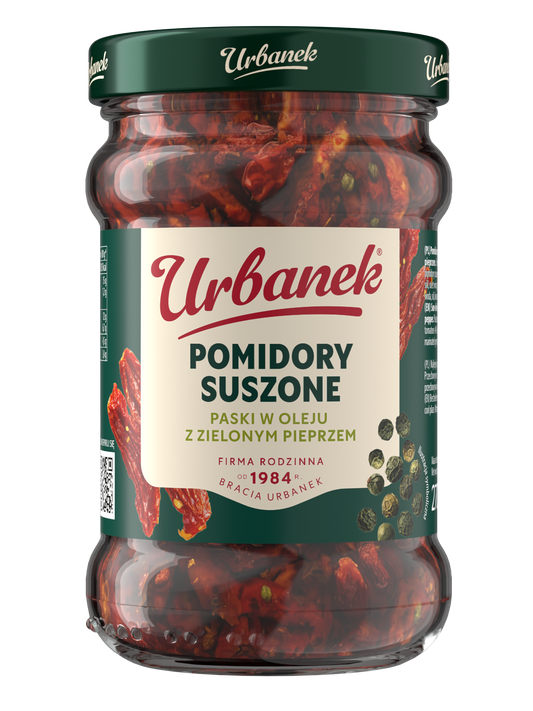 Pomidory suszone paski w oleju z zielonym pieprzem