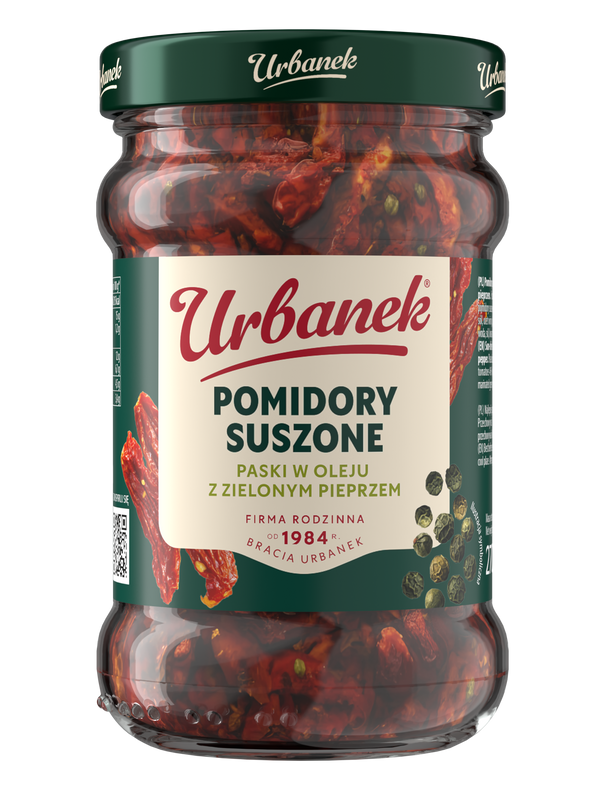 Pomidory suszone paski w oleju z zielonym pieprzem