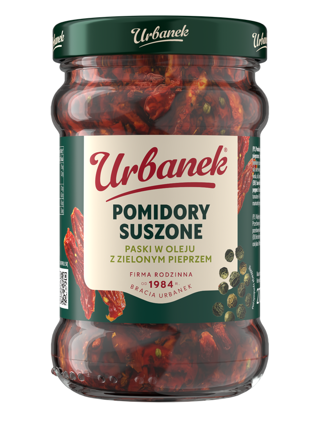Pomidory suszone paski w oleju z zielonym pieprzem