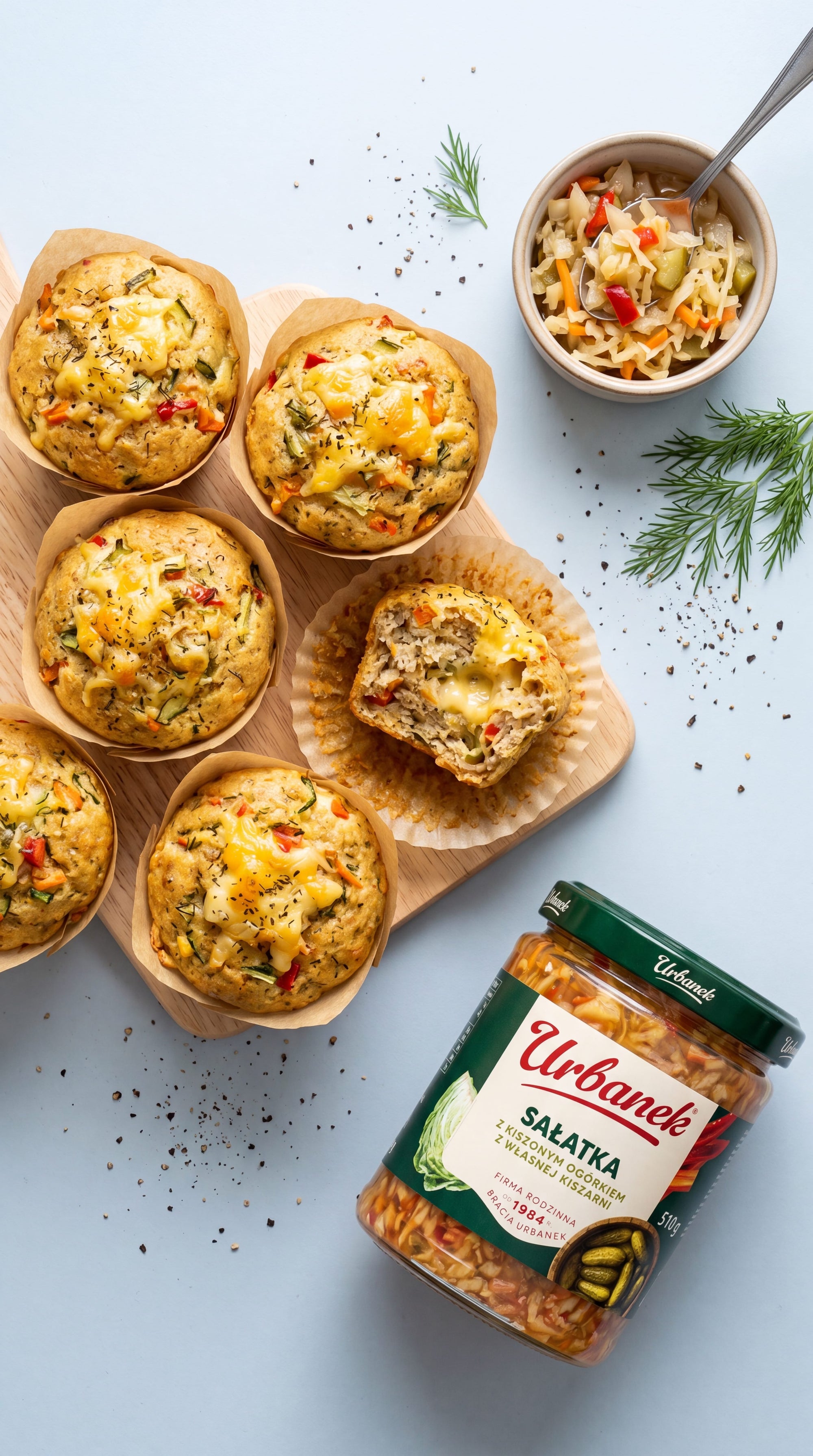 Wytrawne muffiny z sałatką z kiszonym ogórkiem