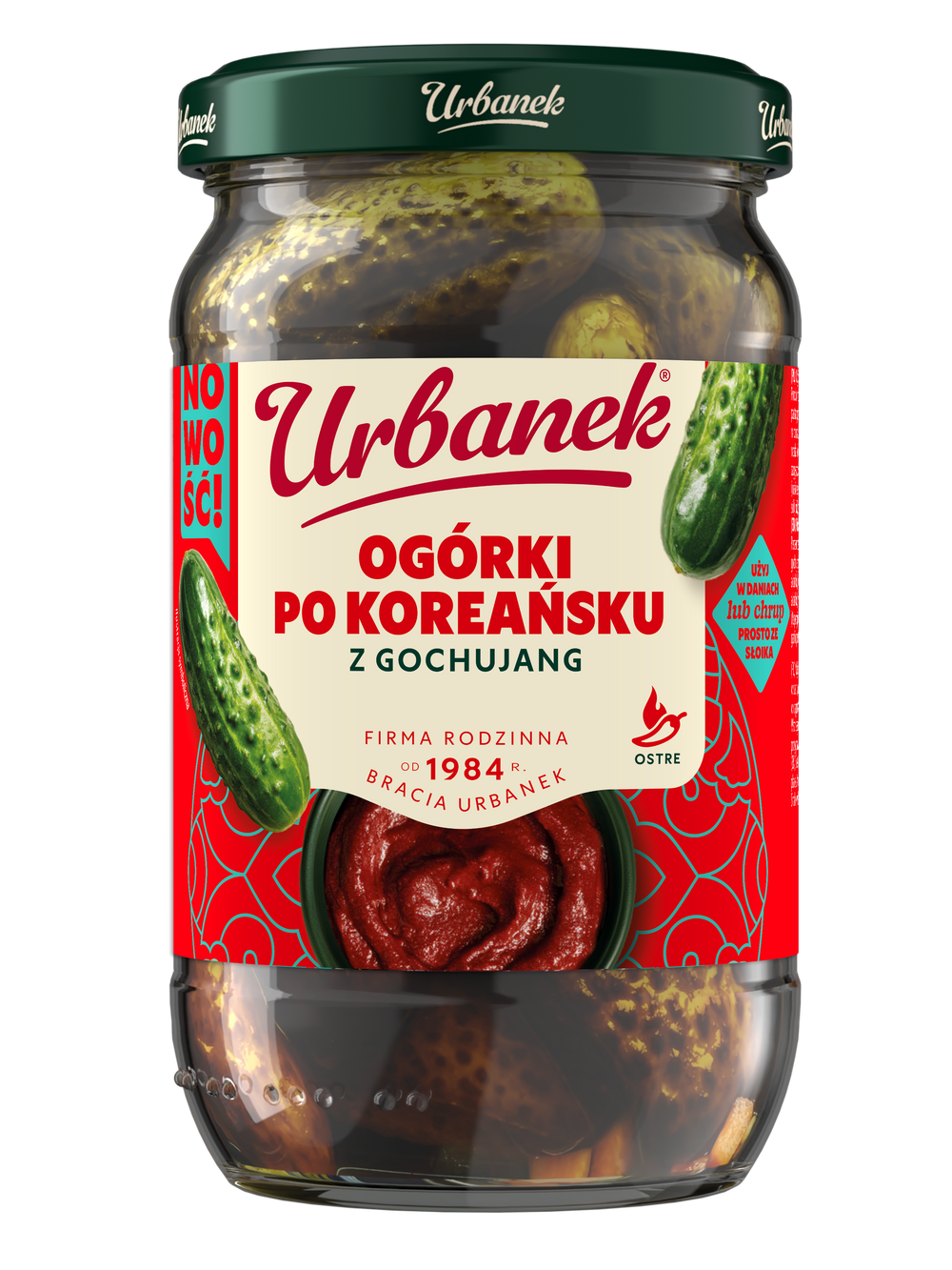 Słoik Urbanek Ogórki po koreańsku z gochujang 680 g