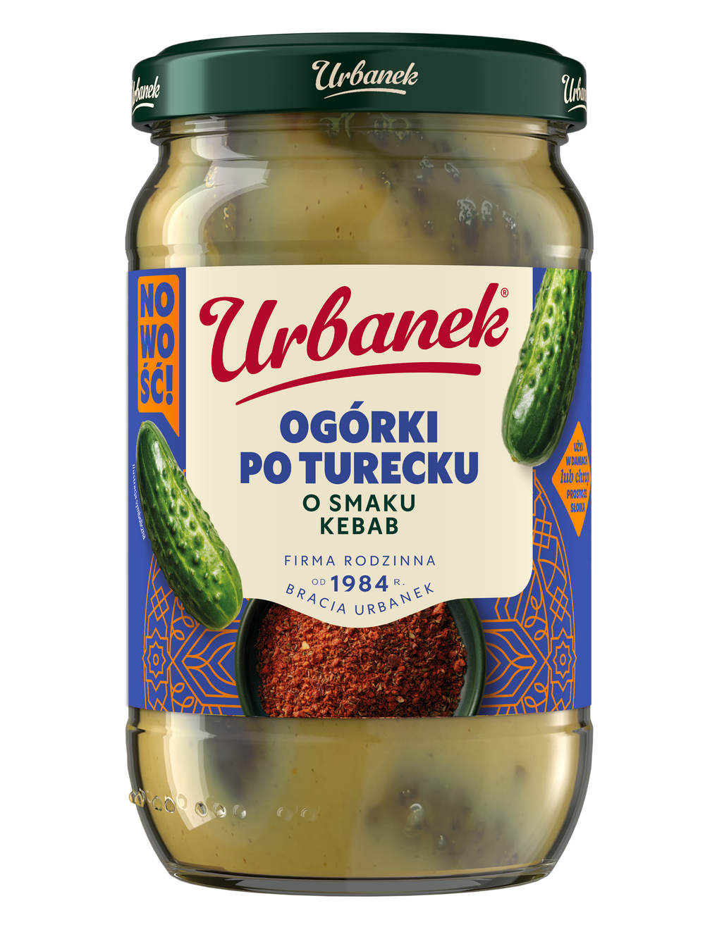 Słoik Urbanek Ogórki po turecku o smaku kebab 680 g