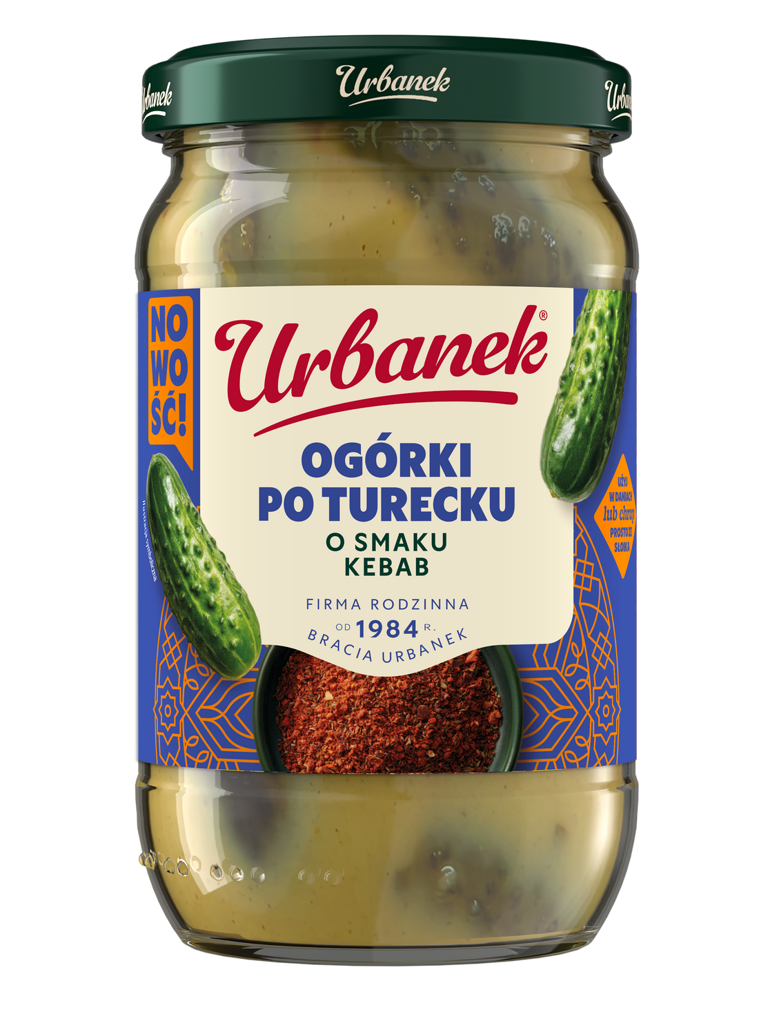 Słoik Urbanek Ogórki po turecku o smaku kebab 680 g