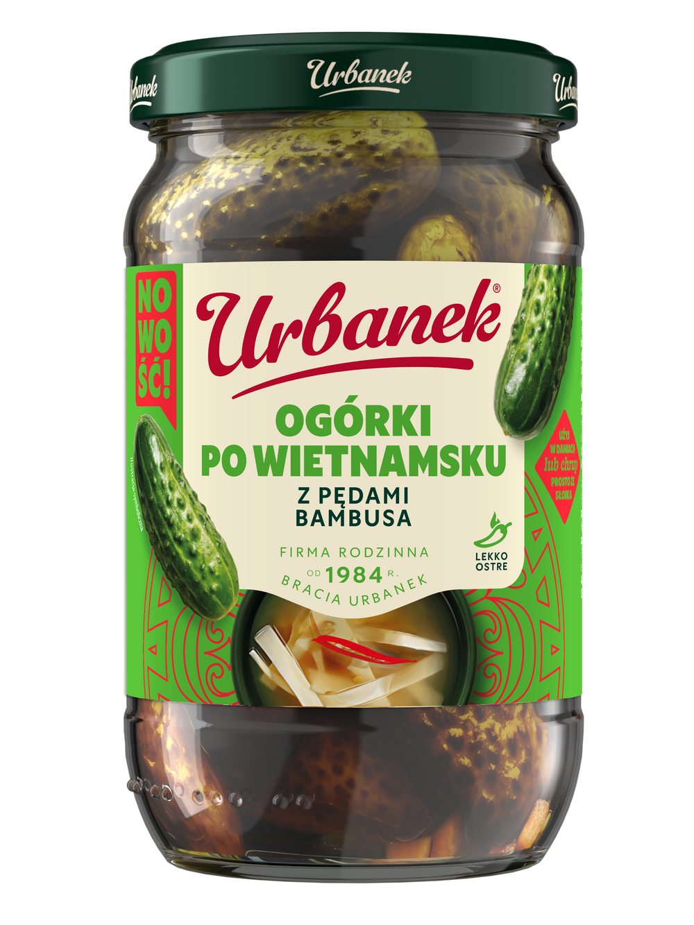 Słoik Urbanek Ogórki po wietnamsku z pędami bambusa 680 g