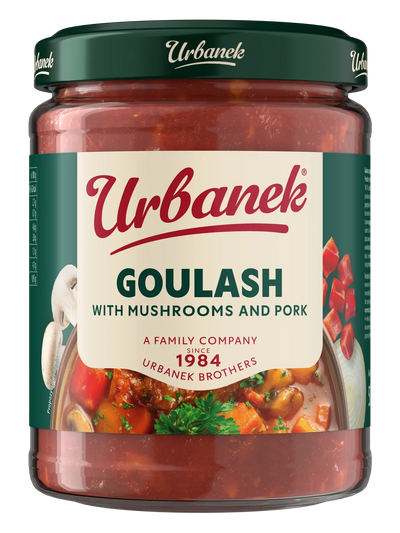 Goulash with mushrooms and pork