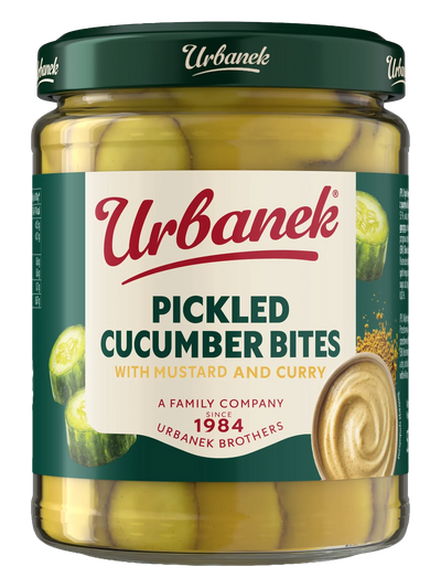 Cucumber bites with mustard and curry