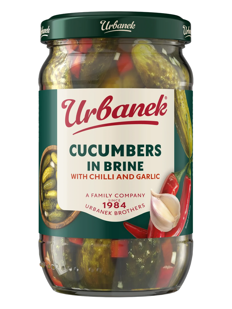 Urbanek Cucumbers in brine with chilli and garlic 660 g