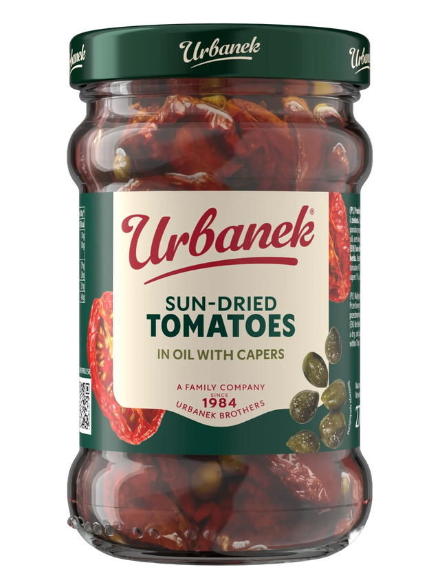Sun-dried tomatoes halves in oil with capers