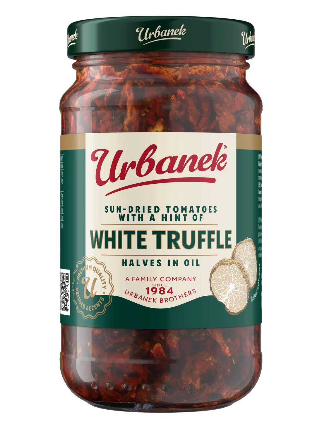 Urbanek Sun-dried tomatoes with a hint of white truffle, halves in oil