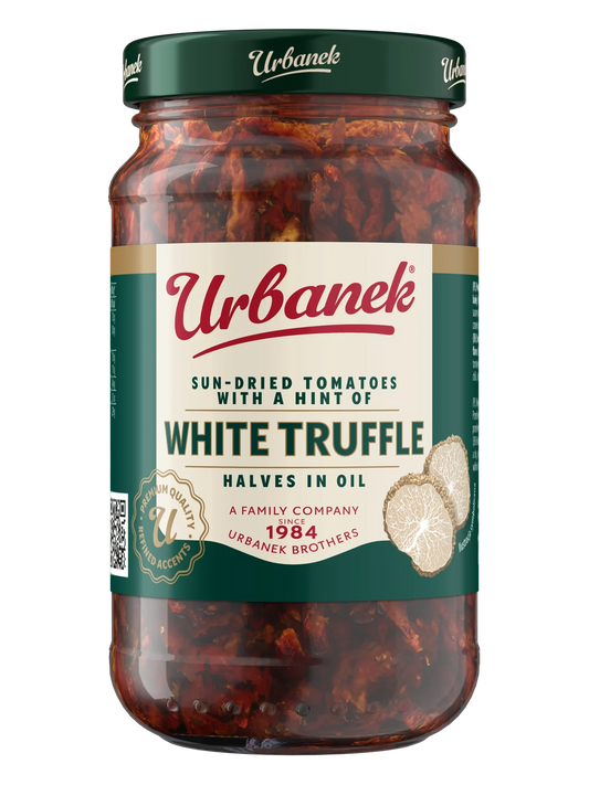 Urbanek Sun-dried tomatoes with a hint of white truffle, halves in oil
