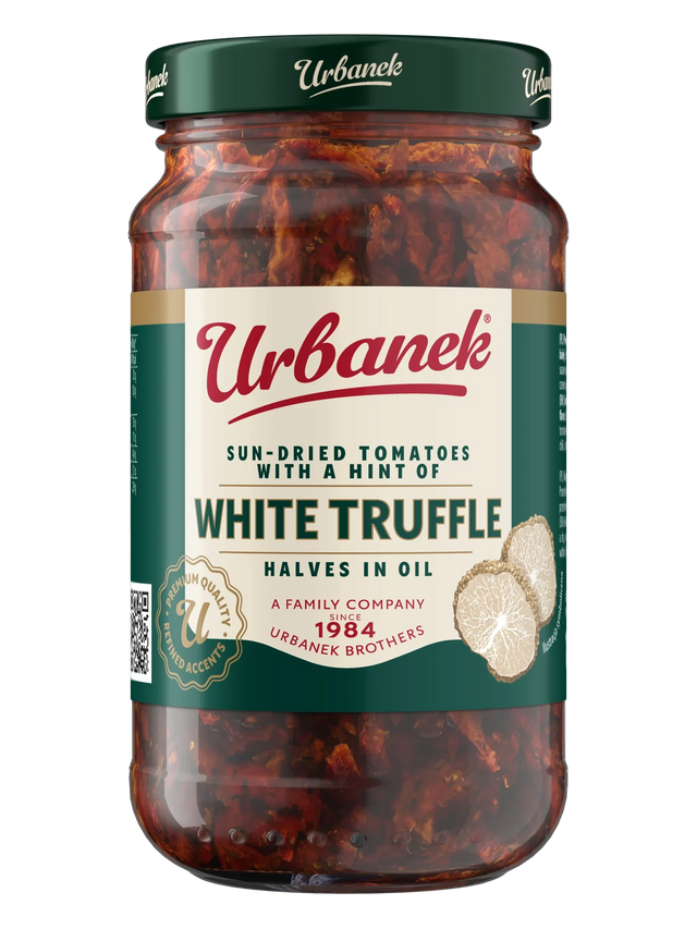 Sun-dried tomatoes in oil with white truffle flavour