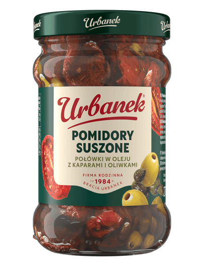 Pomidory suszone połówki w oleju z kaparami i oliwkami