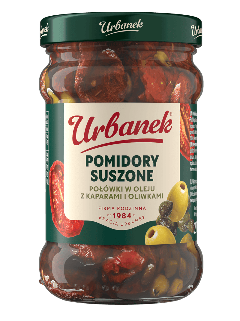 Pomidory suszone połówki w oleju z kaparami i oliwkami